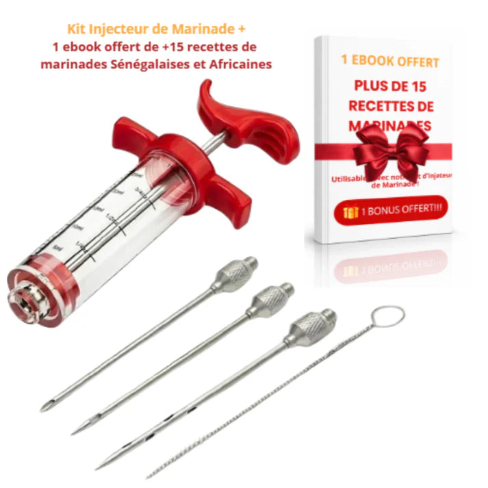 Kit Complet 5 pièces Injecteur de Marinade Grande Capacité 50 mL en Acier Inoxydable